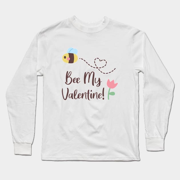 Cute Little Bee My Valentine Flying Heart Trail Long Sleeve T-Shirt by rustydoodle